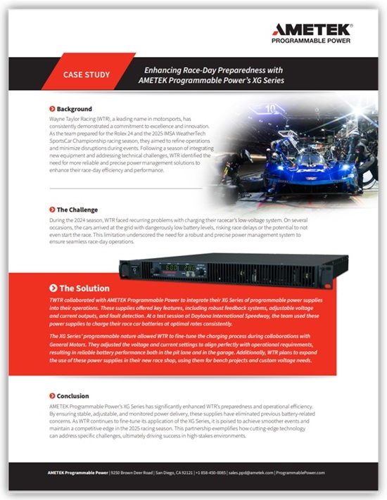 Wayne Taylor Racing Case Study - Ametek Programmable Power