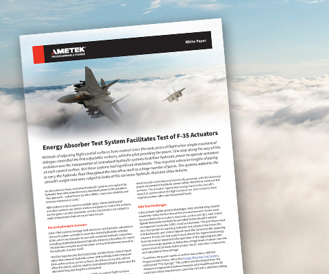 Cover of the white paper discussing the EHA technology in the F-35, highlighting its electric and hydraulic performance benefits.