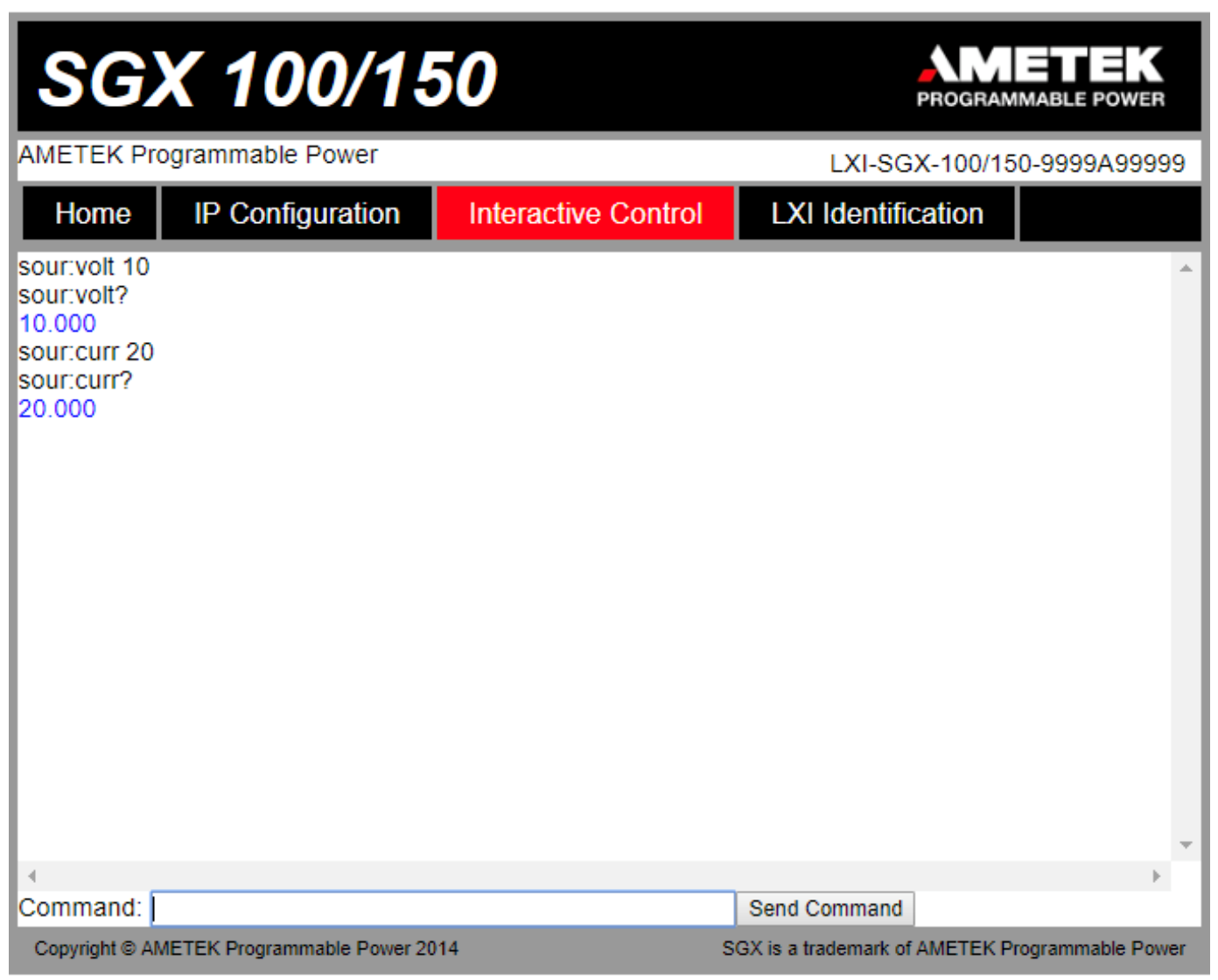 SGX Series Power Supply InteractiveControl Panel Interface